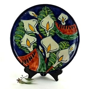 TALAVERA LILY AND MELON PLATE MEXICO DECORATIVE AUTHENTIC